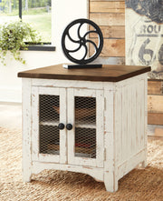 Wystfield - Rectangular End Table - 2 Doors - White / Brown - R&R Furniture Gallery (Fountain Valley, CA)