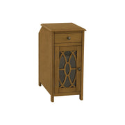 Traditional taupe accent side table with storage drawer by 8th Street, featuring a classic design and compact size.
