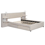 Upholstered Platform Bed With Reading Lights, Drawers, Trundle And Shelves - R&R Furniture Gallery (Fountain Valley, CA)