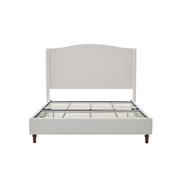 Hannah - Upholstered Wingback Bed Size / Tall Headboard Upholstered King Bed / Premium Textured Look / Minimalist Designs / No Box Spring Needed - R&R Furniture Gallery (Fountain Valley, CA)