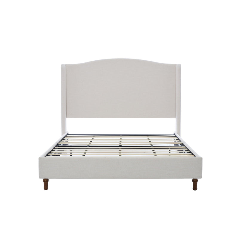 Hannah - Upholstered Wingback Bed Size / Tall Headboard Upholstered King Bed / Premium Textured Look / Minimalist Designs / No Box Spring Needed - R&R Furniture Gallery (Fountain Valley, CA)