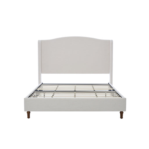Hannah - Upholstered Wingback Bed Size / Tall Headboard Upholstered King Bed / Premium Textured Look / Minimalist Designs / No Box Spring Needed - R&R Furniture Gallery (Fountain Valley, CA)