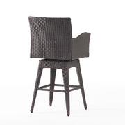 Outdoor Modern Rattan Swivel Barstool With Tapered Legs - Beige / Multibrown - R&R Furniture Gallery (Fountain Valley, CA)