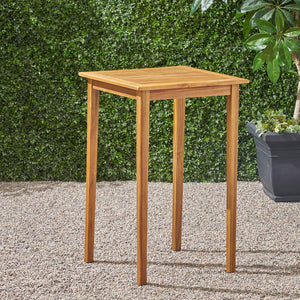 Outdoor Minimalist Acacia Wood Square Bar Table