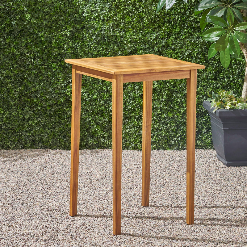 Outdoor Minimalist Acacia Wood Square Bar Table - R&R Furniture Gallery (Fountain Valley, CA)