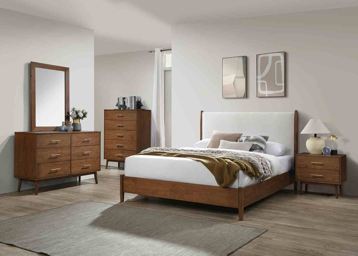 Thusis - Queen Bed, Walnut/Beige