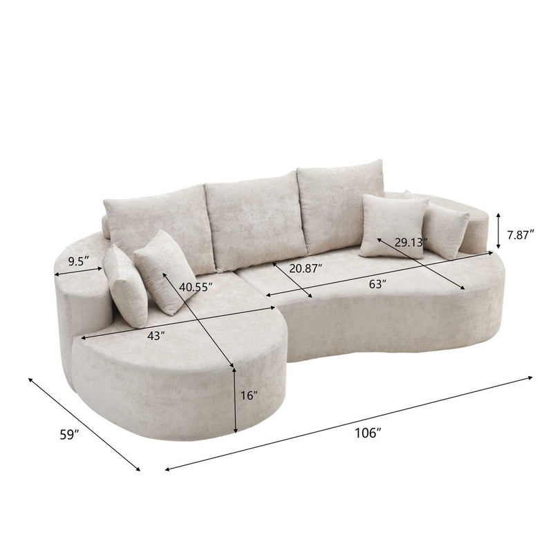 2 Piece Fabric Cloud Curved Sectional Sofa With Chaise For Living Room - R&R Furniture Gallery (Fountain Valley, CA)
