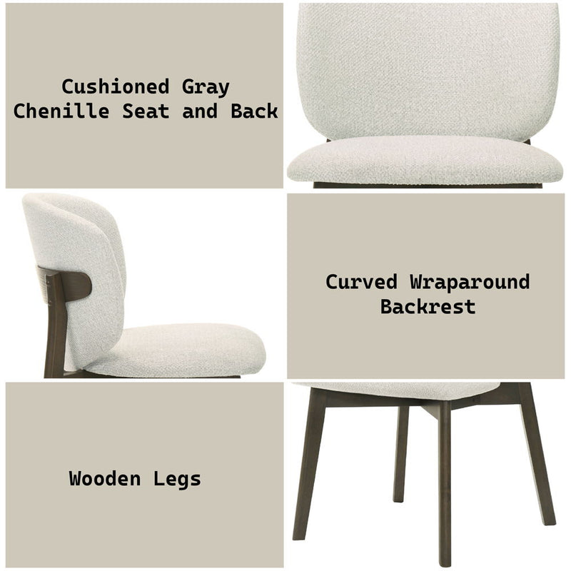 Mallin - Side Chair (Set of 2) - Gray Chenille & Walnut - R&R Furniture Gallery (Fountain Valley, CA)