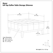 Dover - Multifunctional Lift Top Coffee Table Storage Ottoman - R&R Furniture Gallery (Fountain Valley, CA)