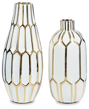 Mohsen - Vase Set (Set of 2) - Gold Finish / White - R&R Furniture Gallery (Fountain Valley, CA)