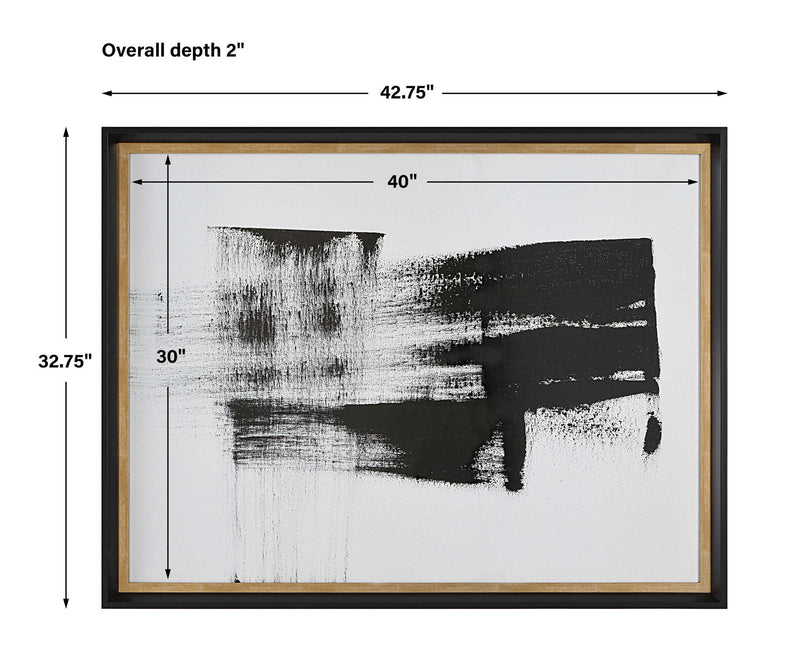 Mystere framed contemporary canvas art in black by Uttermost, showcasing modern abstract design on a clean, stylish wall display.