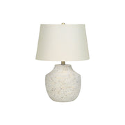 Cream concrete modern table lamp by 8th Street, featuring a sleek, minimalist design and a sturdy, textured base.