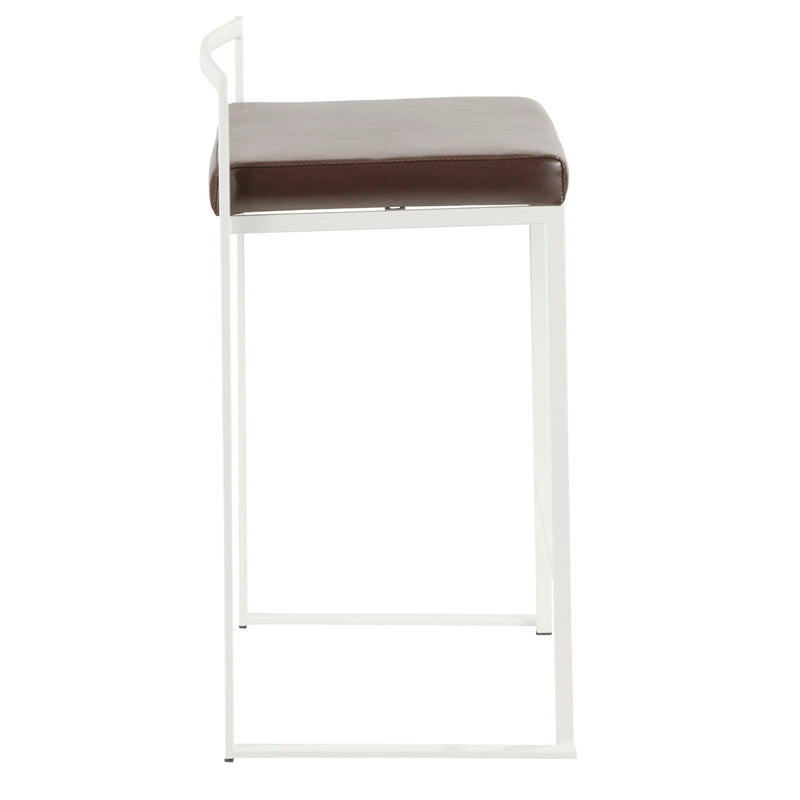 Lumi Source Fuji Simple Elegance contemporary stackable counter stool set with sleek modern design and wooden legs.