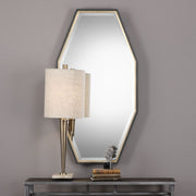 Uttermost Savion Octagon Wall Mirror with a gold finish, featuring a stylish geometric design and sleek frame.