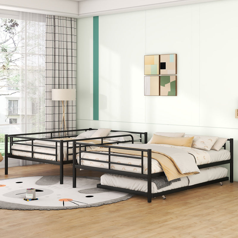 DreamHaus steel construction bunk bed with sturdy frame and twin beds, ideal for space-saving bedroom furniture.