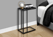 Accent Table, C - Shaped, Marble Look Modern Design - Black - R&R Furniture Gallery (Fountain Valley, CA)