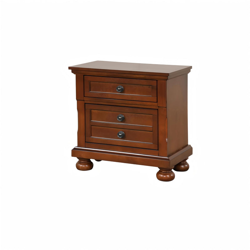 Cherry accent nightstand by Glory Furniture with a sleek wooden finish and modern design, featuring a single drawer and open shelf.