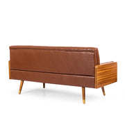 Adelaide - Mid Century Modern Tufted Sofa With Rolled Accent Pillows - Light Brown - R&R Furniture Gallery (Fountain Valley, CA)