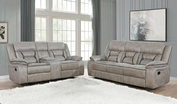 Greer 2-piece Upholstered Reclining Sofa Set Taupe