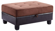 Contemporary upholstered Ottoman from Glory Furniture with a sleek design, featuring a cushioned top and storage space inside.
