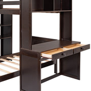 DreamHaus loft bed with stand-alone bed, shelves, desk, and wardrobe in a modern bedroom setup.