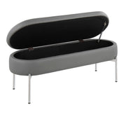 Lumi Source Chloe contemporary glam storage bench with upholstered cushion and sleek wooden legs, modern home decor piece.