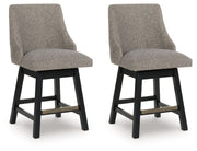 Neymorton - Upholstered Swivel Barstool (Set of 2) - Dark Grayish Brown - R&R Furniture Gallery (Fountain Valley, CA)