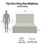 House & Home Furniture Lucas tall upholstered bed headboard with padded fabric, showcasing a modern and plush bedroom centerpiece.