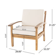 Outdoor Club Chair With Cushion And Acacia Wood Frame - Teak - R&R Furniture Gallery (Fountain Valley, CA)
