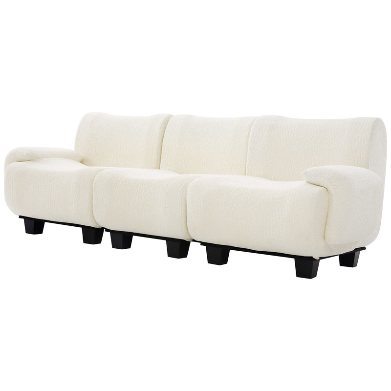 Noble House 3 seater sofa couch with curved armrests, stationary design, featuring plush upholstery and modern style.