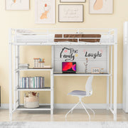 Metal Loft Bed With Desk, 3 Shelves And Ladder - R&R Furniture Gallery (Fountain Valley, CA)