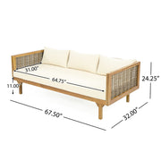 Claremont - 3 Seater Daybed Teak Acacia Wood Water Resistant Cushions - R&R Furniture Gallery (Fountain Valley, CA)