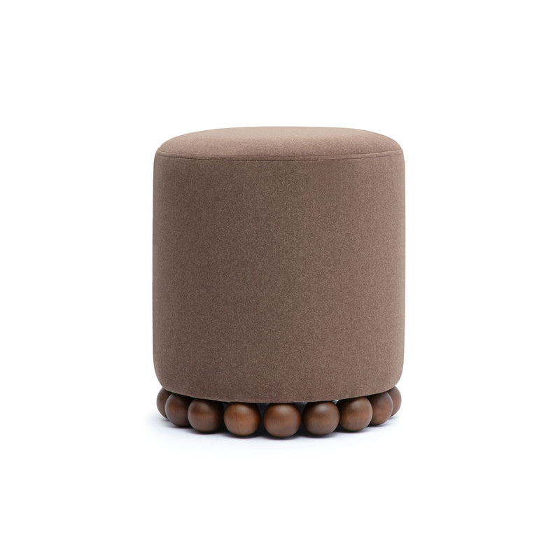TOV Furniture Dex vegan mohair ottoman with upholstered cushioned top and wooden base, modern design for living room decor.