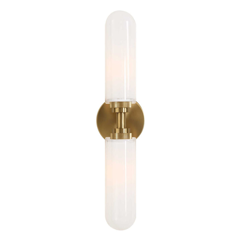 Wellsville - 2 Light Brass Sconce - White / Gold