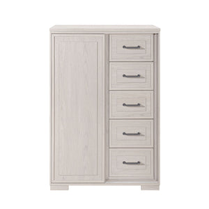 Ciara - King 5 Piece Bedroom Set With LED Lighting, Clean Lines And Upholstered Mirror - Beige