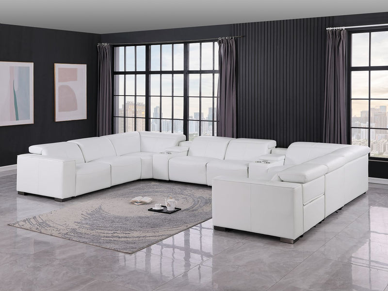 1208 - 10 Piece U Shaped Leather Sectional With 4 Power Recliners & Power Headrest - R&R Furniture Gallery (Fountain Valley, CA)