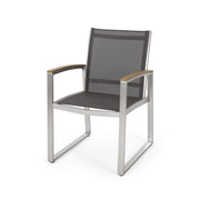 Poetic - Outdoor Dining Chair With Faux Wood Arms And Aluminum Frame (Set of 2) - Gray - R&R Furniture Gallery (Fountain Valley, CA)
