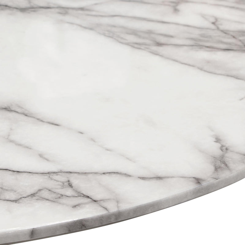 Stella 36" Round Bar Height Table w/ Faux Marble Top and Brushed Silver Metal Base by Diamond Sofa