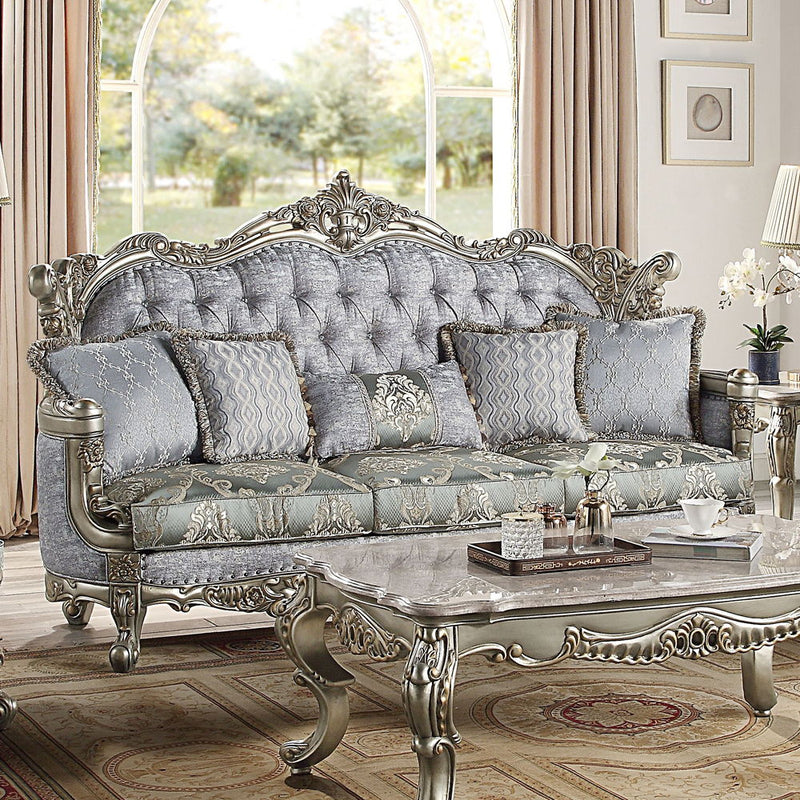Miliani - Sofa With 5 Pillows - Fabric & Antique Bronze - R&R Furniture Gallery (Fountain Valley, CA)