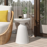 Outdoor modern metal end table by Noble House, large square design with sleek metal frame and contemporary style.