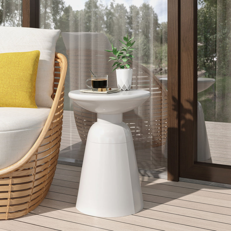 Outdoor modern metal end table by Noble House, large square design with sleek metal frame and contemporary style.