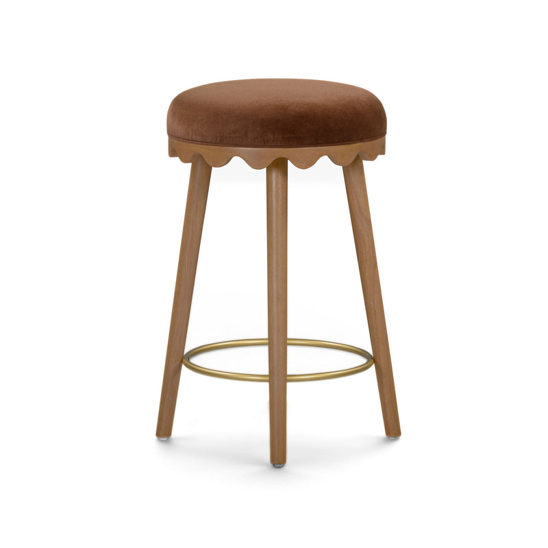 Oodle - Performance Vegan Mohair Light Walnut Stool