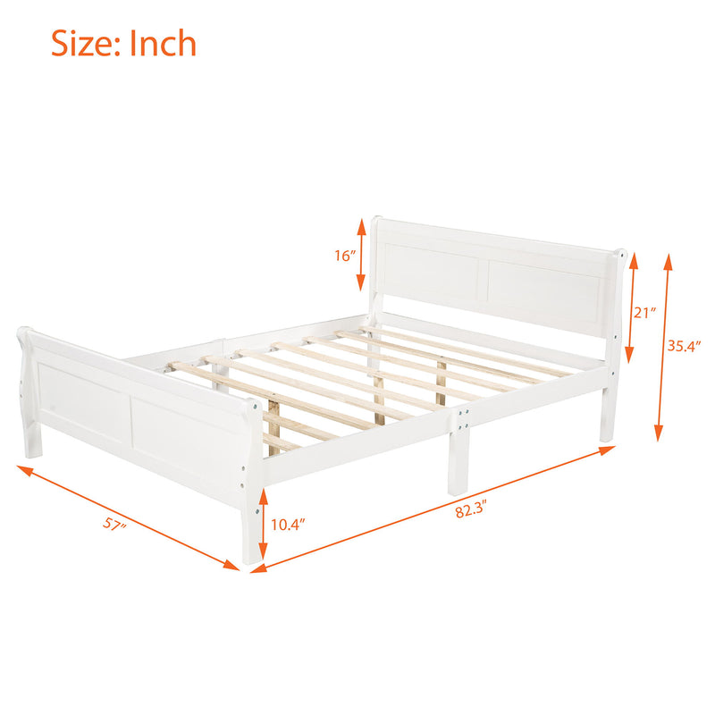 Platform Bed Frame Mattress Foundation Sleigh Bed With Headboard / Footboard / Wood Slat Suppor - R&R Furniture Gallery (Fountain Valley, CA)