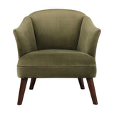 Uttermost Conroy olive accent chair with plush upholstery and sleek wooden legs, stylish and comfortable for modern living spaces.