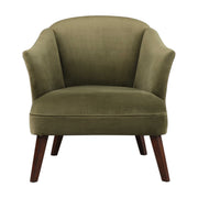Uttermost Conroy olive accent chair with plush upholstery and sleek wooden legs, stylish and comfortable for modern living spaces.