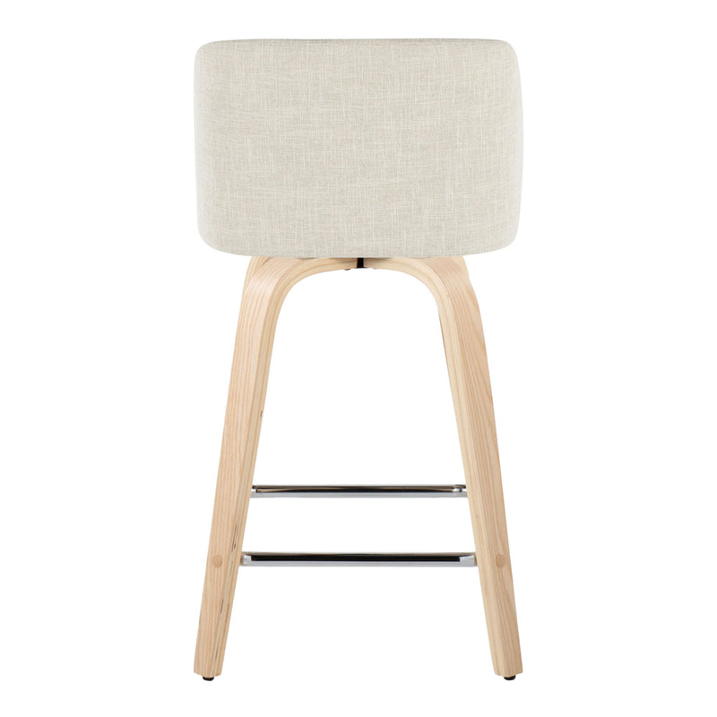 Toriano - Contemporary Fixed Height Counter Stool Swivel With Square Footrest (Set of 2)