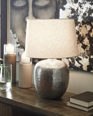 Magalie - Metal Table Lamp  - Antique Silver Finish - R&R Furniture Gallery (Fountain Valley, CA)