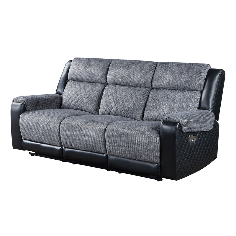 Alicia - Reclining Sofa - Gray / Black - R&R Furniture Gallery (Fountain Valley, CA)