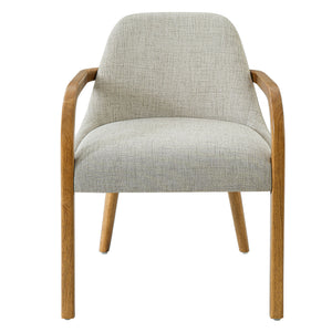 Dining Indoor Upholstered Armchairs (Set of 2) - Beige / Light Oak