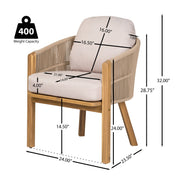 Grotta - Outdoor Dining Arm Chair (Set of 2) - Teak / Beige - R&R Furniture Gallery (Fountain Valley, CA)